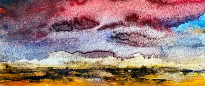 After Worken: Aquarell-Wolken mit Gummi Arabikum